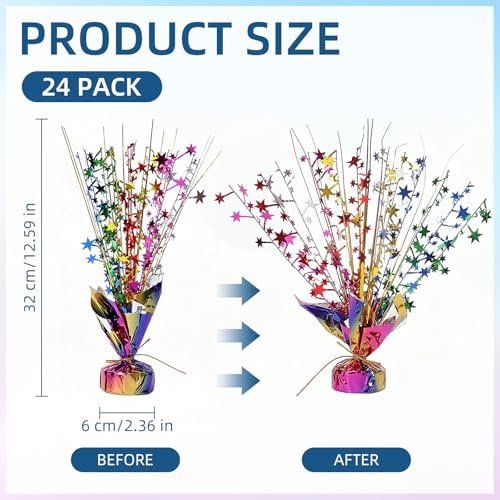 24 Pack Colorful Metallic Foil Spray Centerpiece Star Table Decoration Burst Table Centerpieces for Birthday New Year Wedding Anniversary Graduation Party Supply (Colorful) - Image 3