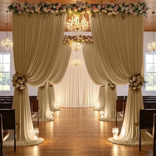 20ftx10ft Champagne Backdrop Curtains for Parties, Wrinkle Free Photo Curtains Backdrop Drapes 4 Panels Back Drop Cloth Drapery for Wedding Birthday Photography Background - Image 7