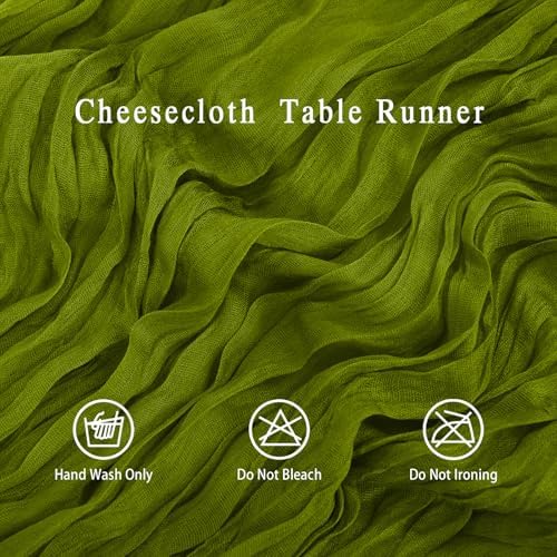 8 Pack Olive Green Cheesecloth Table Runner 17x108 inch - Image 3
