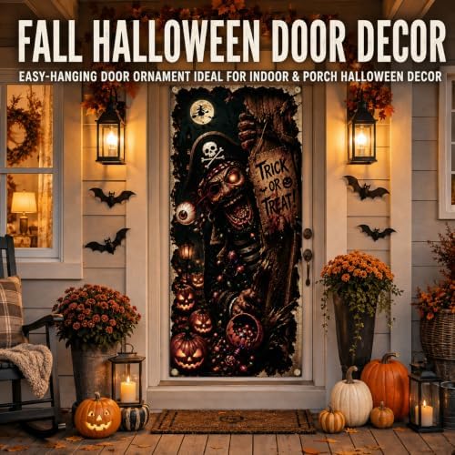 Halloween Pirate Skeleton Door Banner 35.4 x 78.7 Inch Polyester Door Cover, Spooky Skull Entrance Decoration for Front Door Porch Entryway Haunted House Seasonal Home Decor - Image 4