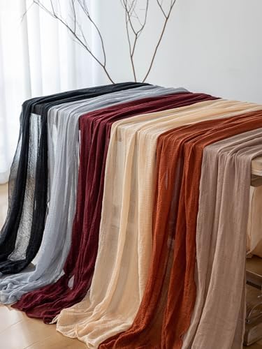 6Pcs Dusty Blue Cheesecloth Table Runner 120 Inches for Party Home Decor - Image 6