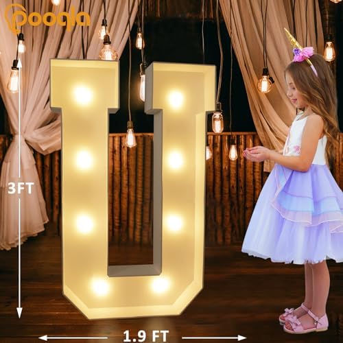 Pooqla 3 FT Marquee Letters, Light Up Letter U, Cool White and Warm White - Image 5