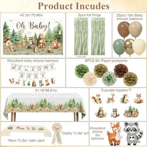 Woodland Animals Baby Shower Decorations Neutral Gender Reveal Supplies - Image 2