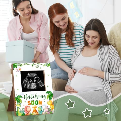 Dinosaur Baby Shower Decor Frame, Hatching SOON Baby Shower Party Supplies for Expecting Parents-to-Be Keepsake Gifts, Pregnancy Sonogram Frame Keepsake, Gender Reveal Presents - Image 6