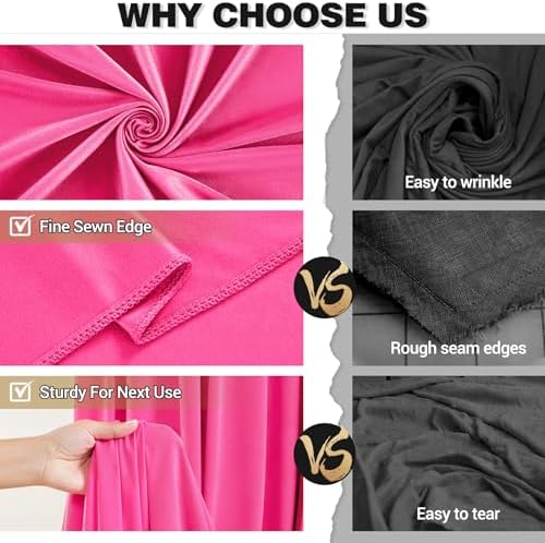 50x10ft Hot Pink Backdrop Curtain Panels for Parties - Wrinkle Free Polyester Photo Curtain Backdrop Wedding Back Drop Fabric Drapes for Party Decorations Background for Photography - Image 5