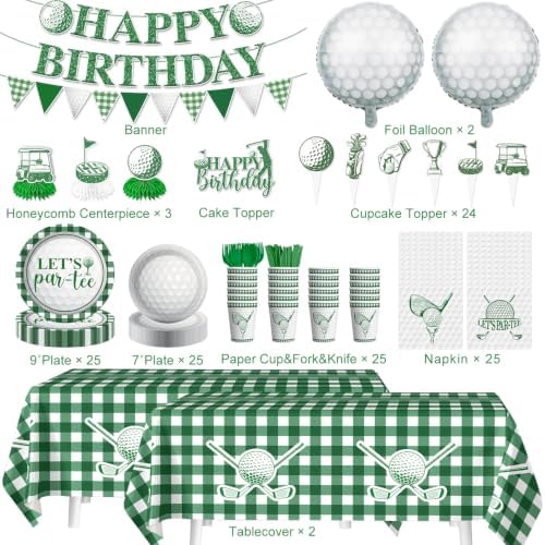 184Pcs Golf Party Decorations Tableware Set, 25 Serves - Image 2