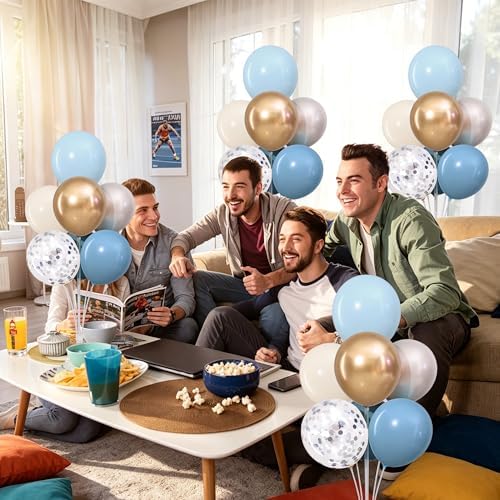 4 Sets Dusty Blue and Gold Balloons Stand for Table - Image 3