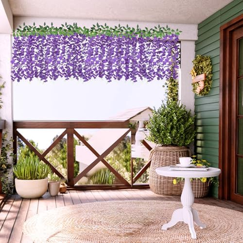 ZINHO 60 Branches Wisteria Hanging Flowers, Artificial Purple Wisteria Flowers Garland for Wedding Arch Ceremony Party Garden Home Backdrop Decor - Image 5