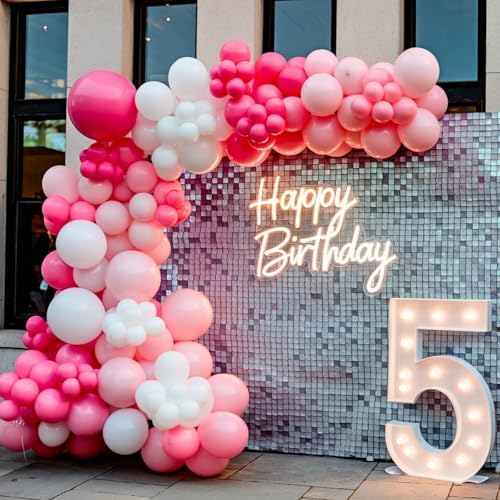Pink Balloons, 50 Pcs Rose Pink White for Girls Birthday Baby Shower Party - Image 5