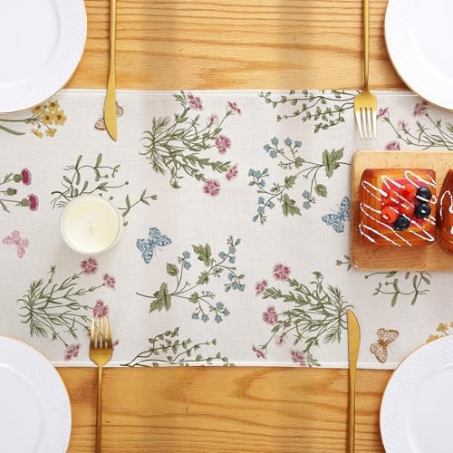 ONFAON Spring Decorations for Home,Spring Table Runner 13x72 Inch Wildflowers Floral,Seasonal Summer Home Kitchen Dining Room Table Decorations - Image 4
