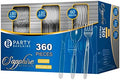Party Bargains Disposable Cutlery set, SAPPHIRE Design, Clear Color, 360 Pieces: 180 Forks, 120 Spoons, 60 Knives by PARTYBARGAINS