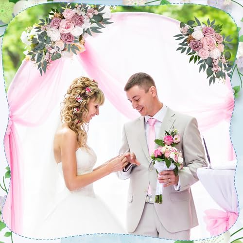 Wedding Arch Decorations 2 Pack, Arch Flowers Swag Dusty Rose - Image 5