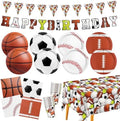 Sports Themed Birthday Party Kit for 24 - Includes Sports Banner, Tablecloth, Cups, Plates and Napkins for Boys Sports Theme Party Decorations Supplies by Gatherfun