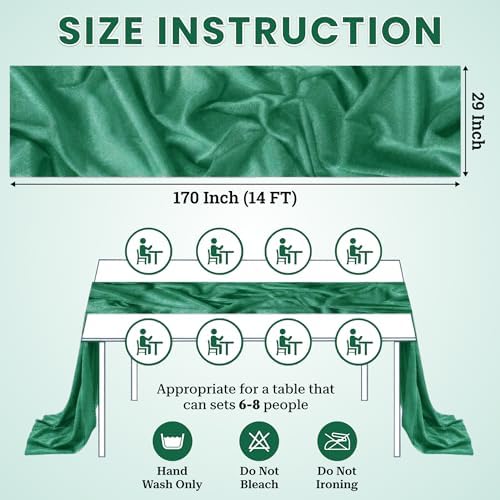 Pack of 25 Chiffon Table Runners 29 x 120 Inch, 14FT Long - Emerald Green - Image 3