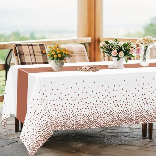 QZYL 4 Pack Disposable Table Cloth, 54" x 108" Rectangle Party Table Cloths with Pink Dot, Waterproof Plastic Table Covers for Birthday Wedding Receptions Family Gathering Holiday Dinner - Image 6