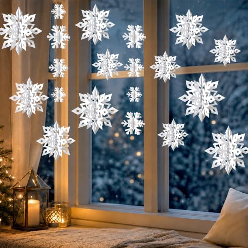 Hanging Snowflakes Garland Banner for Xmas, Winter Wonderland Party Decor - Image 2