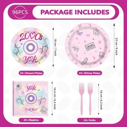 96Pcs Y2K Birthday Party Decorations, Serves 24 - Image 2