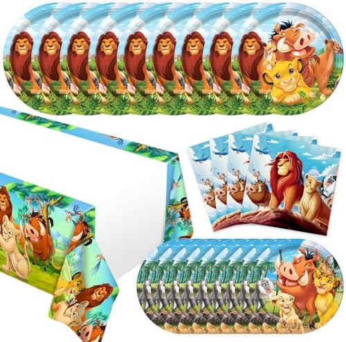 41Packs Lion-Kings Birthday Decorations Include 20 Plates, 20 Napkins and 1 Tablecover for Birthday Party Supplies (Demon) by CHAMPBULL