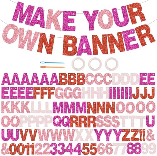 BEISHIDA Glitter Red Pink 116 PCS A-Z DIY Letter Custom Banner Party Decor by Beishida