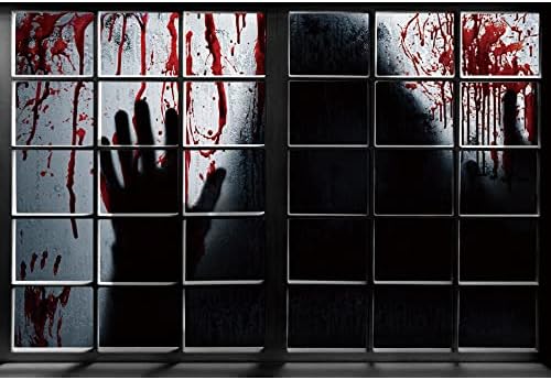 Renaiss 6x4ft Bloody Halloween Backdrop Ghost Shadow Dripping Blood Photography Background Bloody Window Nightmare Horror Party Decor Banner Kids Adults Creepy Photo Booth Props - Image 4