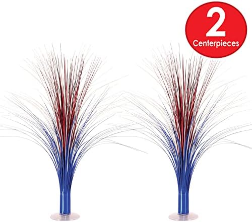 Beistle Metallic Spray Centerpieces 19 Inch Red Silver Blue, Pack of 2 - Image 2