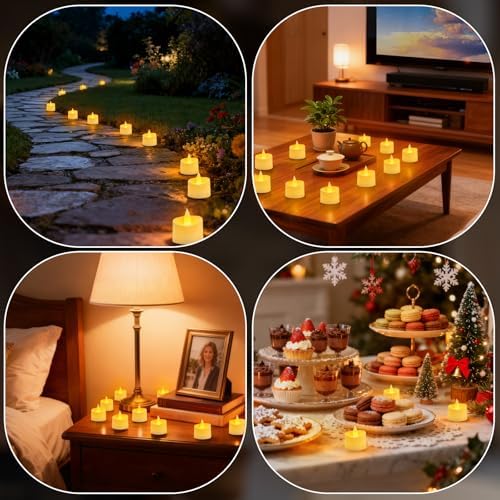 Realistic Flameless Tea Lights - 50 Pack Mega Bulk Set with Dancing Flicker, Heavy-Duty LED Votives for Weddings, Events & Home Decor (Ivory Base, 50 Pack) - Image 5