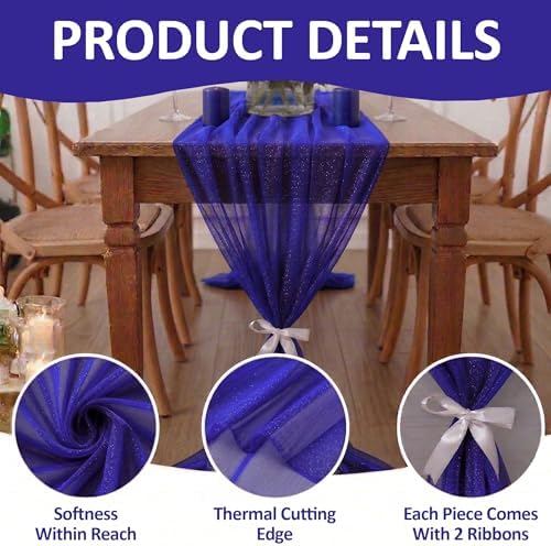 Pack of 20 Chiffon Table Runners 29 x 120 Inch, 14FT Long - Royal Blue - Image 5
