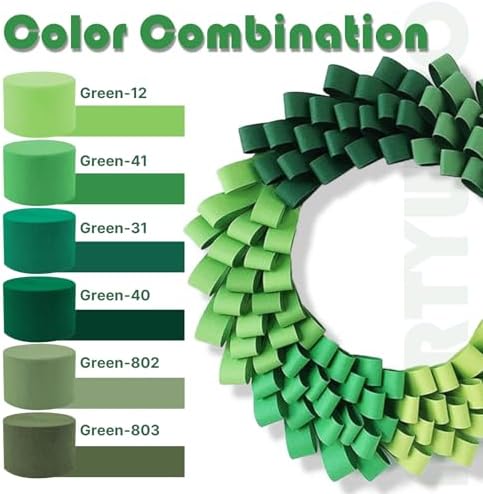PartyWoo Sage Green Crepe Paper 4pcs 328 FT Sage Green Streamers - Image 3