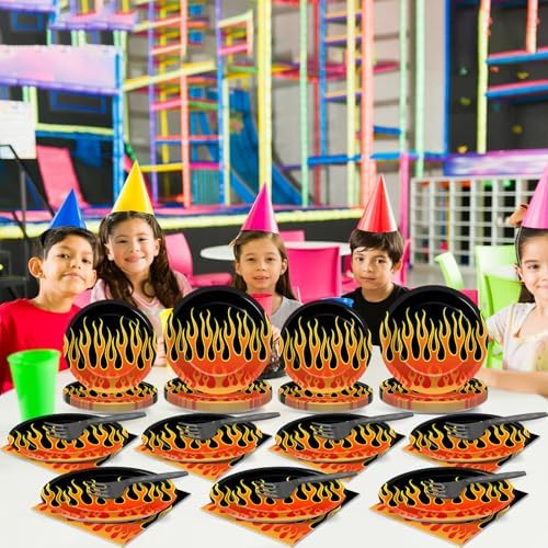 96pcs Flame Party Plates Napkins Fire Birthday Party Decorations - Image 4
