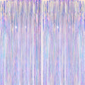DECOCKRAT 2 Pack Foil Fringe Backdrop - Iridescent Shiny Tinsel Curtains for Party Decoration/Photo Booth Props - 3.3x6.6 FT Metallic Foil Backdrop for Birthday, Wedding, Graduation, Christmas. by DECOCKRAT