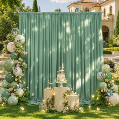 50x12 ft Sage Green Backdrop Curtains for Weddings, Birthdays and Photos - Image 5