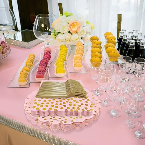 Pink and Gold Paper Plates and Napkins Fork Party Supplies - Image 4