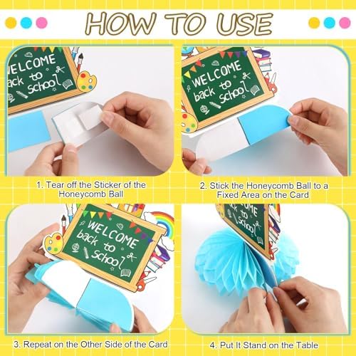 JULMELON 8 Pcs Back to School Table Decor, 3D Welcome Honeycomb Centerpiece - Image 3