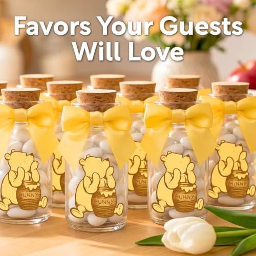 Ethisa 12 Pack Winnie Glass Bottles - Vintage Baby Shower Favors for Guests - Image 2