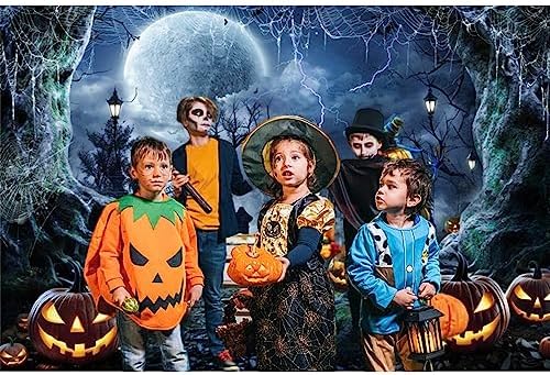 Renaiss 10x8ft Halloween Backdrop - Moon Night Graveyard Background for Kids & Adults - Spooky Photo Booth Prop - Image 5