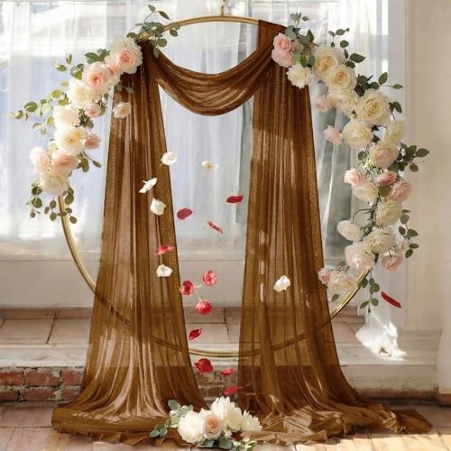 Pack of 2 Wedding Arch Drape Panel Fabric 30" x 75ft - Mocha - Image 6