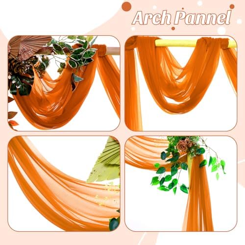 Pack of 1 Wedding Arch Drape Panel Fabric 30" x 40ft - Orange - Image 5
