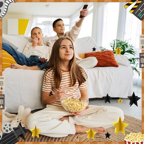 70 Pcs Black and Gold Star Centerpieces Black and Gold Party Birthday Decorations 3D 2025 Graduation Table Decor 3 Sizes 8" 5" 3" Red Carpet Film Show Theme Engagement Anniversary Supplies - Image 5