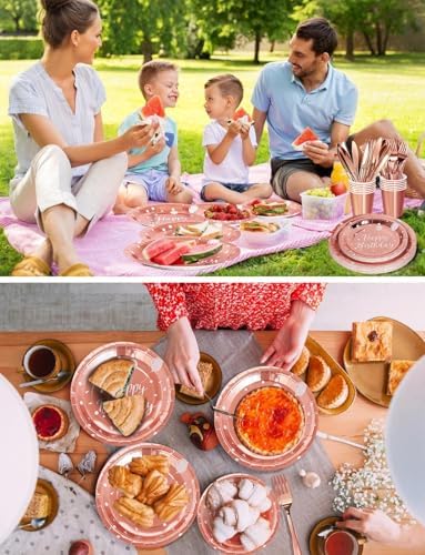 Nkaiso 161 Pcs Rose gold Birthday Plates and Napkins Set -20 Serves - Image 7