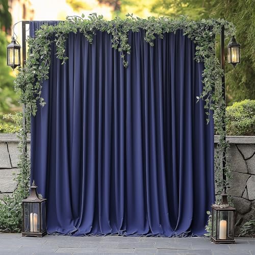 ESGOTBME 10x10ft Wrinkle Free Navy Blue Backdrop Curtain for Parties Soft Fabric Drapes Wedding Blue Curtain Backdrop for Birthday Party Decorations Background for Photography 5x10ft, 2 Panels - Image 7