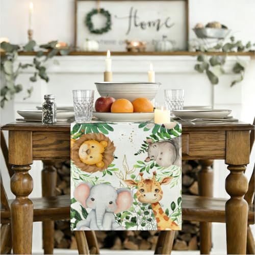Elephant Giraffe Baby Shower Table Runner, Seasonal Spring Decoration - Image 3