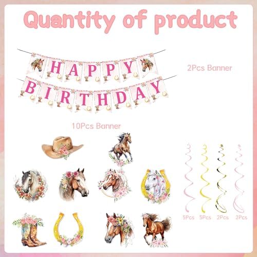 Rngmsi Horse Western Cowgirl Party Decorations 16PCS Banners Swirls Girl - Image 3