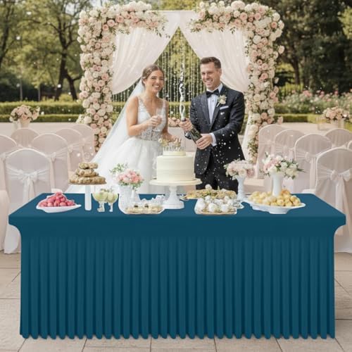 Smiry Spandex Elastic Fitted Table Cloth Skirt for 8FT Rectangle Table - Image 6