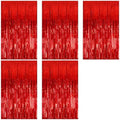 5 Pack Foil Curtain Backdrop Red Metallic Tinsel Foil Fringe Curtains Photo Booth Props for Birthday Wedding Engagement Baby Shower Bachelorette Christmas Holiday Celebration Party Decorations by KEJ