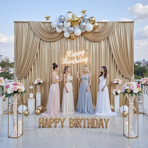 10x10FT Champagne Sequin Backdrop Curtain for Party - 2 Panels 5x10FT Wrinkle-Free Shimmer Drapes for Birthday, Wedding, Christmas, Decorations & Photography - Image 3