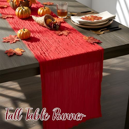 6 Pcs Fall Cheesecloth Table Runner Thanksgiving Boho Gauze 118" - Image 4