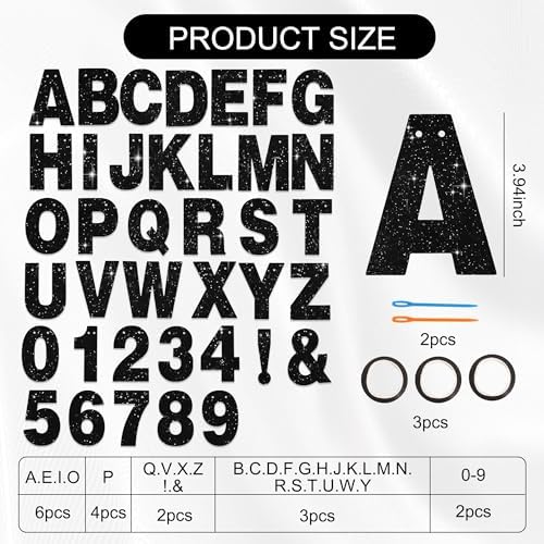 BEISHIDA Glitter Black 116 PCS A-Z DIY Letter Custom Banner Party Decor - Image 2