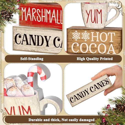 Moucuny 4 Pcs Christmas Table Decorations, Hot Cocoa Bar Wooden Block Signs - Image 5