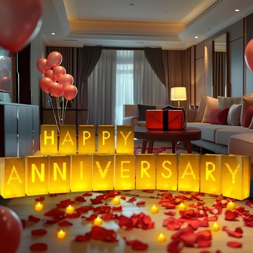Homemory Anniversary Light Up Luminary Bags Letters with 24 Tea Lights - Image 6
