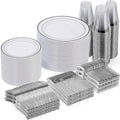 Goodluck 600 Plastic Piece Disposable Silver Plates for 100 Guests by GoodLuck